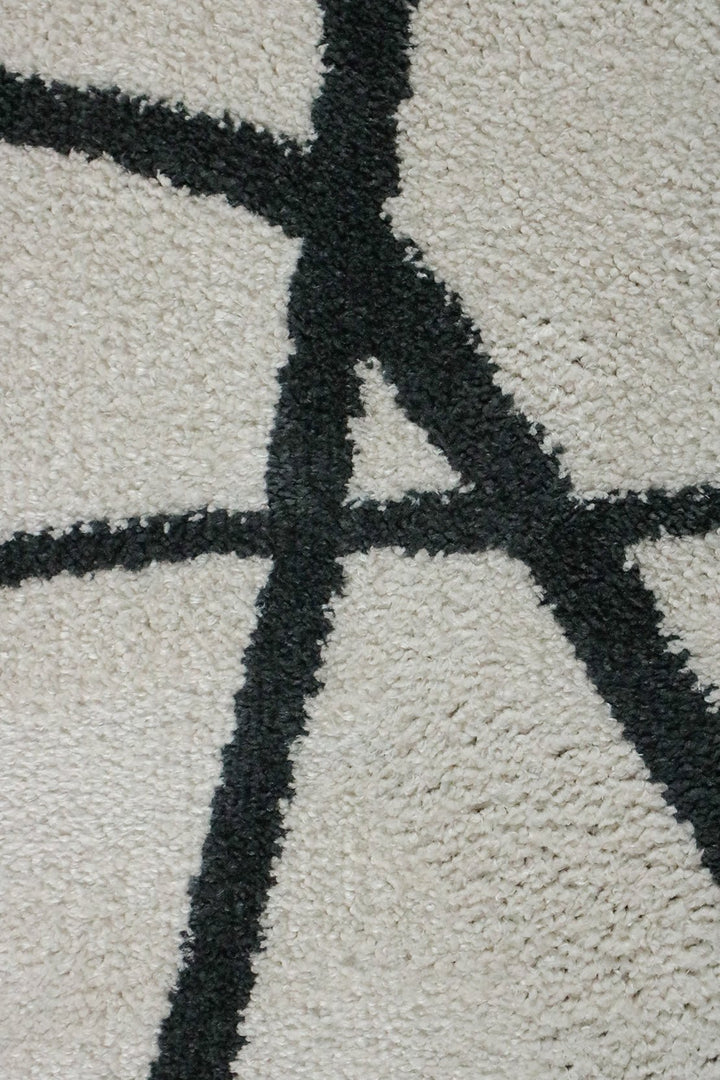 Turkish Modern Festival WD Shaggy Rug - 5.2 x 7.5 FT - White and Blue - Sleek and Minimalist for Chic Interiors - V Surfaces