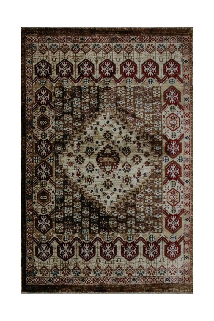 Turkish Modern Kazak Rug - Brown - 3.9 x 5.5 FT - Superior Comfort, Modern Style Accent Rugs - V Surfaces