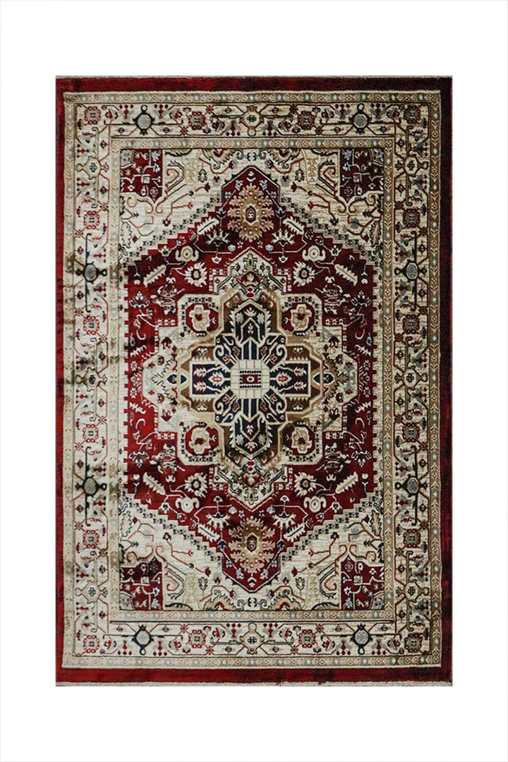Turkish Modern Kazak Rug - Red and Cream - 3.9 x 5.5 FT - Superior Comfort, Modern Style Accent Rugs - V Surfaces