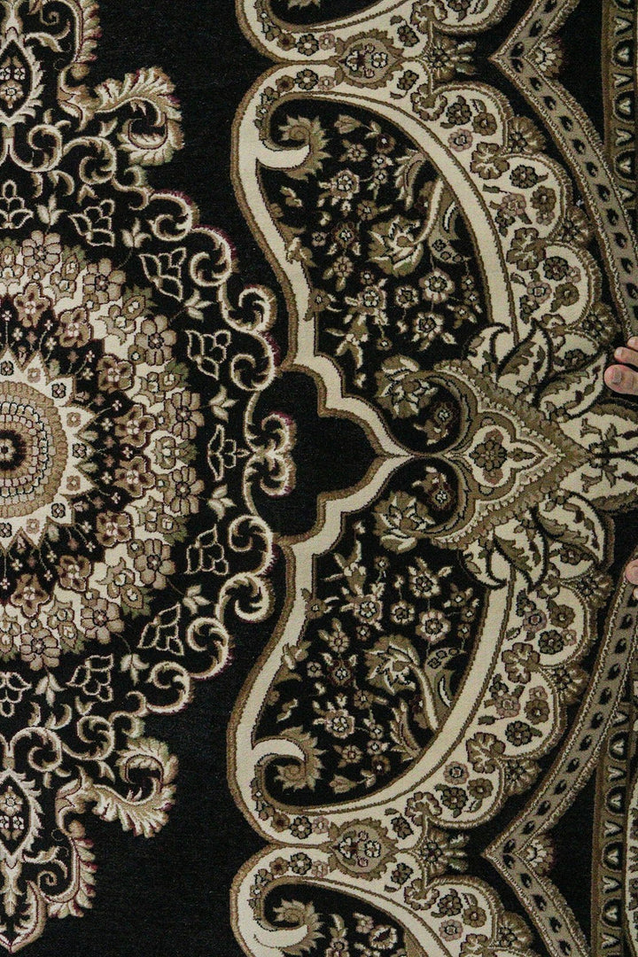 Turkish Modern Newmodena Rug - Black - 6.5 x 9.5 FT - Sleek and Minimalist for Chic Interiors - V Surfaces