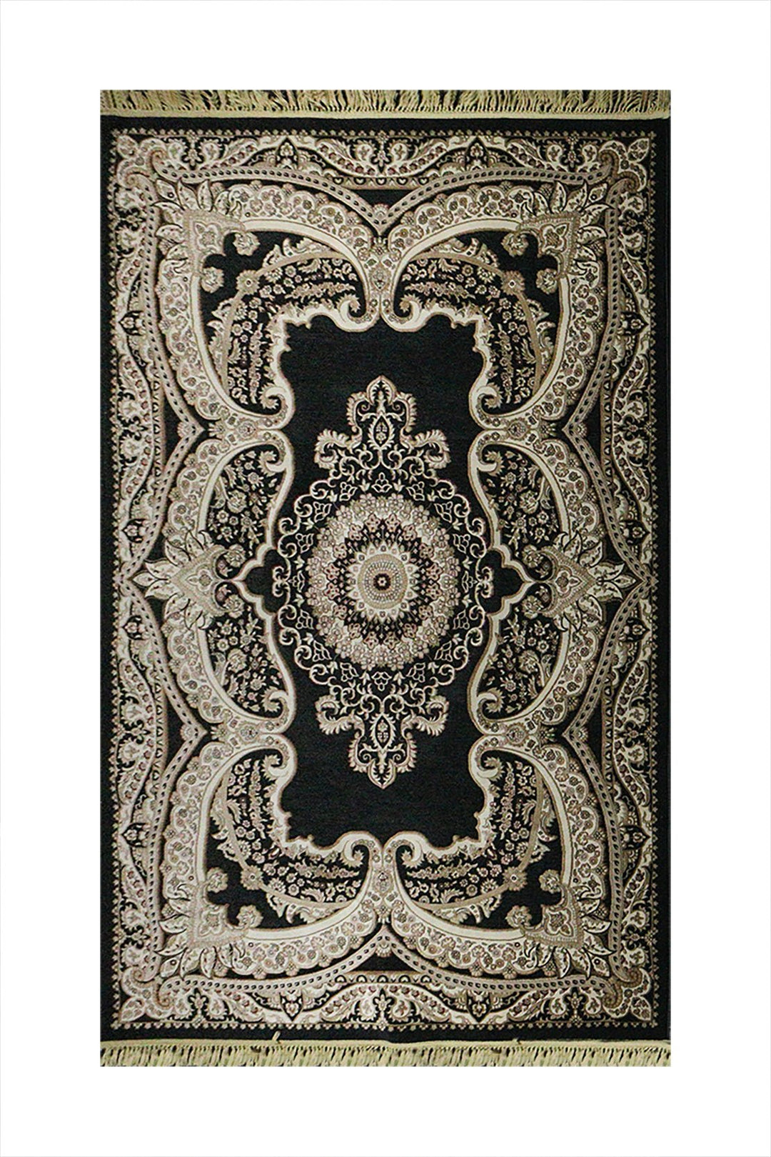 Turkish Modern Newmodena Rug - Black - 6.5 x 9.5 FT - Sleek and Minimalist for Chic Interiors - V Surfaces