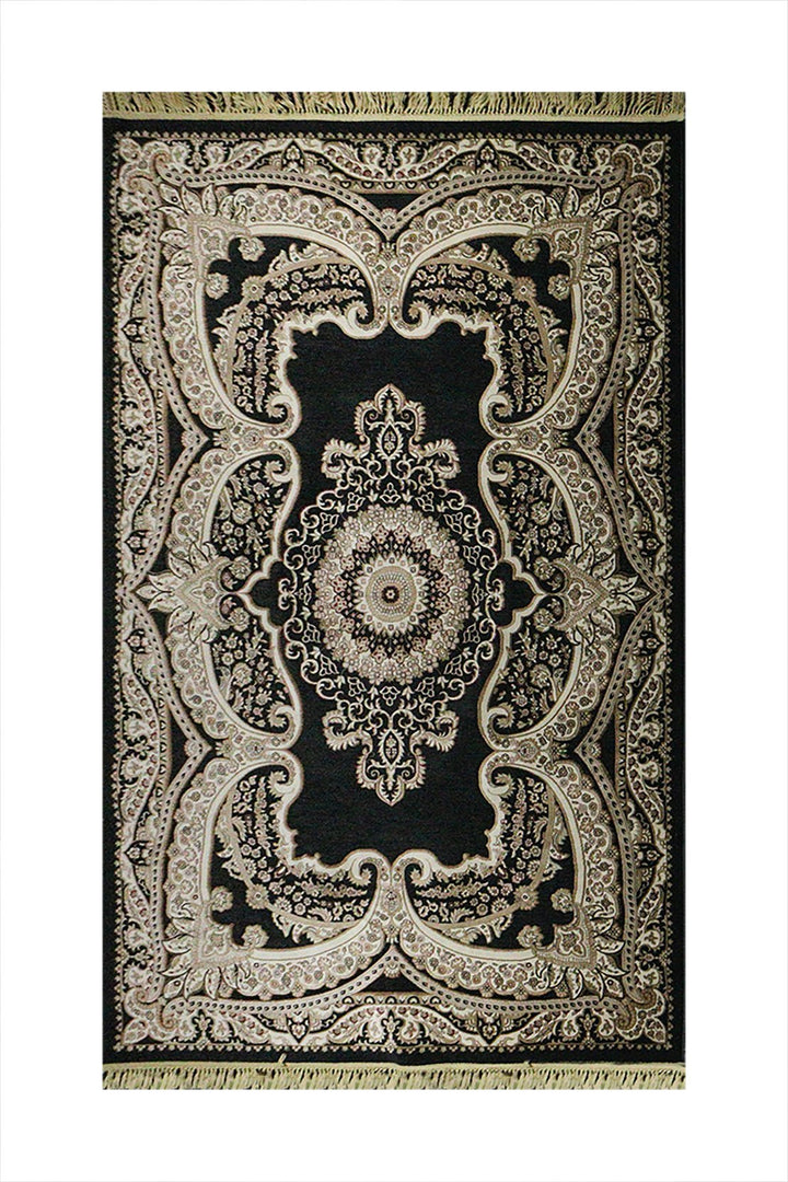 Turkish Modern Newmodena Rug - Black - 6.5 x 9.5 FT - Sleek and Minimalist for Chic Interiors - V Surfaces