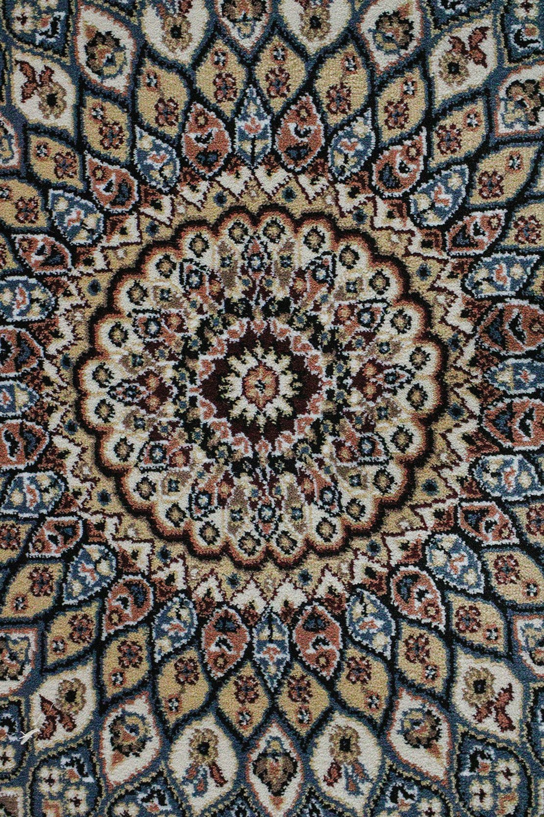 Turkish Modern Summer Kand Oval Rug - Blue and Cream - 7.8 x 11. FT - Sleek and Minimalist for Chic Interiors - V Surfaces
