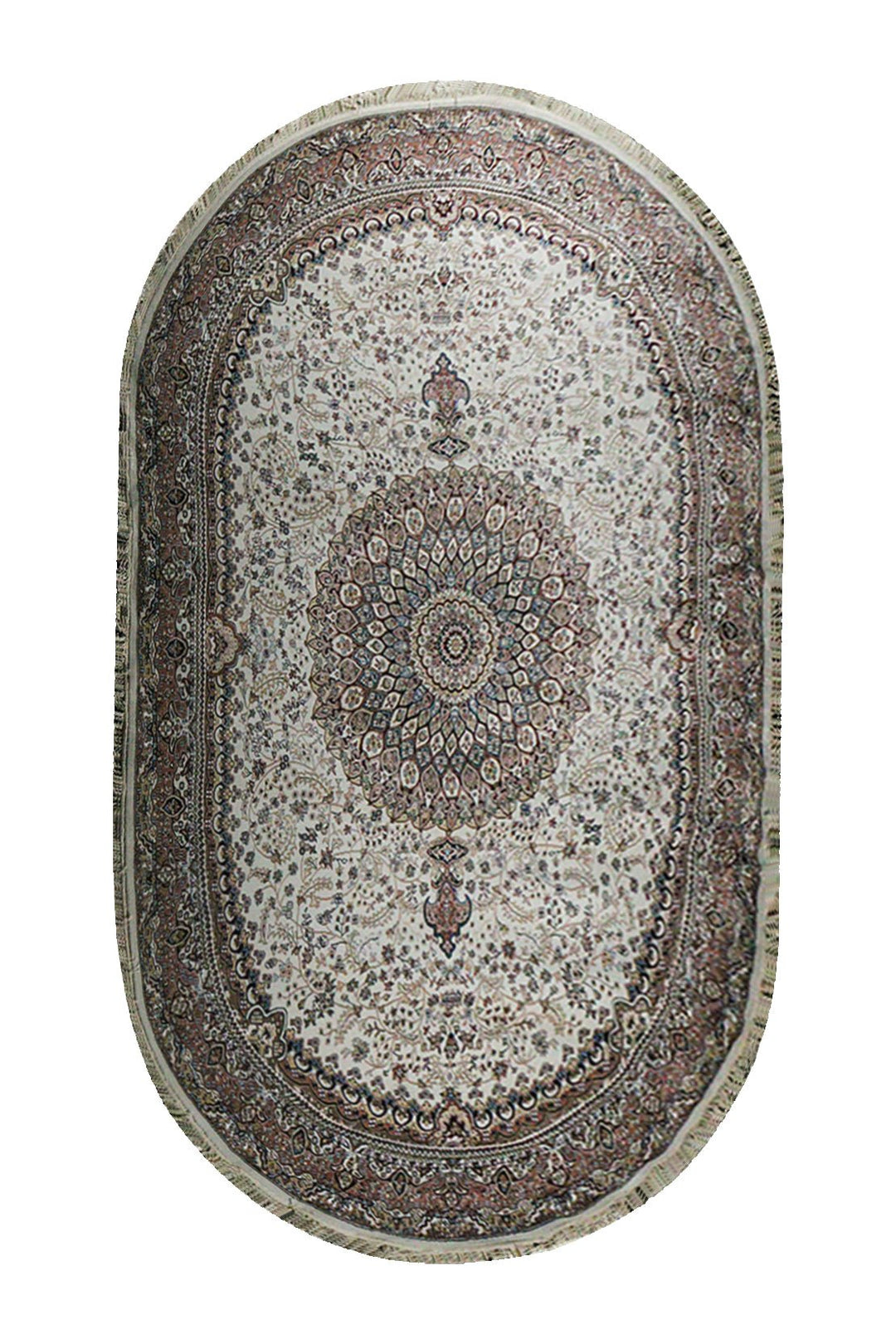 Turkish Modern Summer Kand Oval Rug - Cream - 9.1 x 12. FT - Sleek and Minimalist for Chic Interiors - V Surfaces