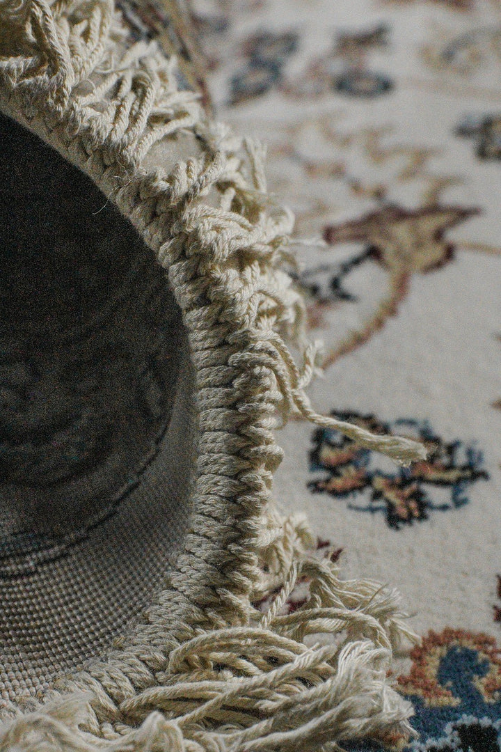 Turkish Modern Summer Kand Oval Rug - Cream - 9.1 x 12. FT - Sleek and Minimalist for Chic Interiors - V Surfaces