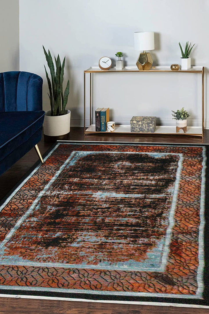 Turkish Modern Vk-Gem Rug - Shrblack - 6.5 X 9.5 Ft- Sleek And Minimalist For Chic Interiors - V Surfaces