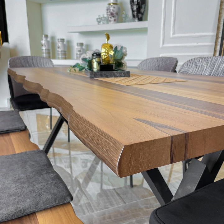 Turkish Optimus Dining Table with Fabric Chairs (Dining Table + 4 Chairs + 2 Seaters Bench) - V Surfaces