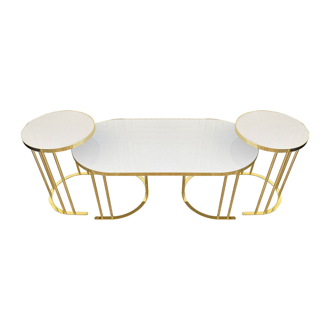 Turkish Oval Overhead 2+1 Coffee Table Membrane MDF Material - V Surfaces