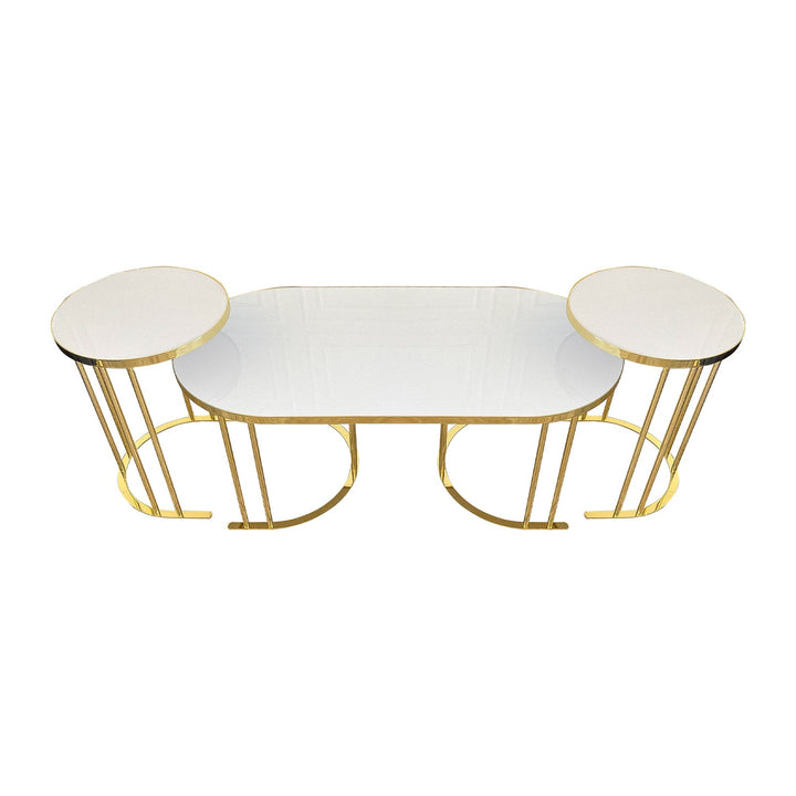 Turkish Oval Overhead 2+1 Coffee Table Membrane MDF Material - V Surfaces