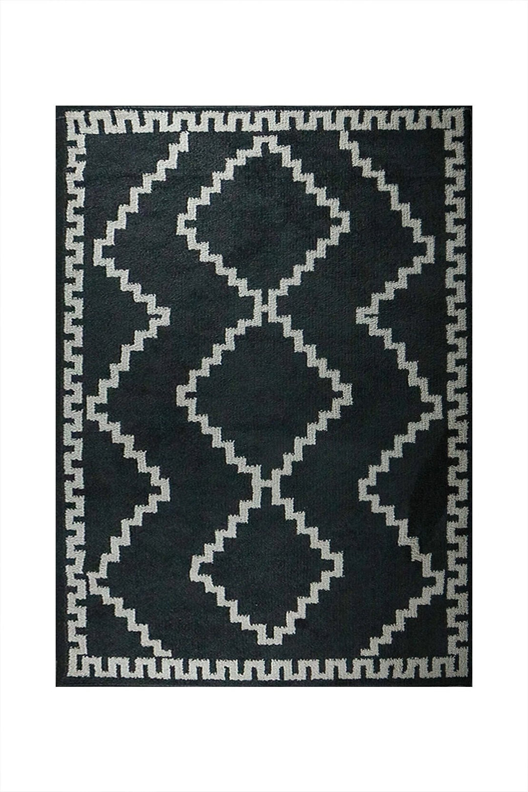 Turkish Plush and Soft Festival WD Shaggy Rug -5.3 x 7.5 FT - Cream and Black - Fluffy Furry Floor Decor Shaggy Rug - V Surfaces