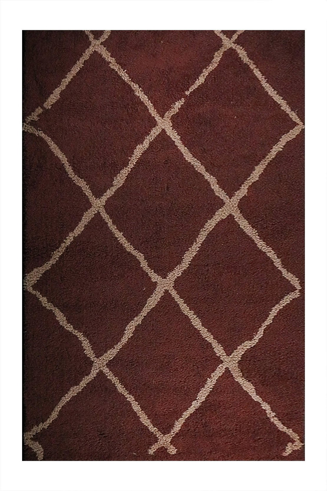 Turkish Plush and Soft Festival WD Shaggy Rug -5.3 x 7.5 FT - Cream and Maroon - Fluffy Furry Floor Decor Shaggy Rug - V Surfaces