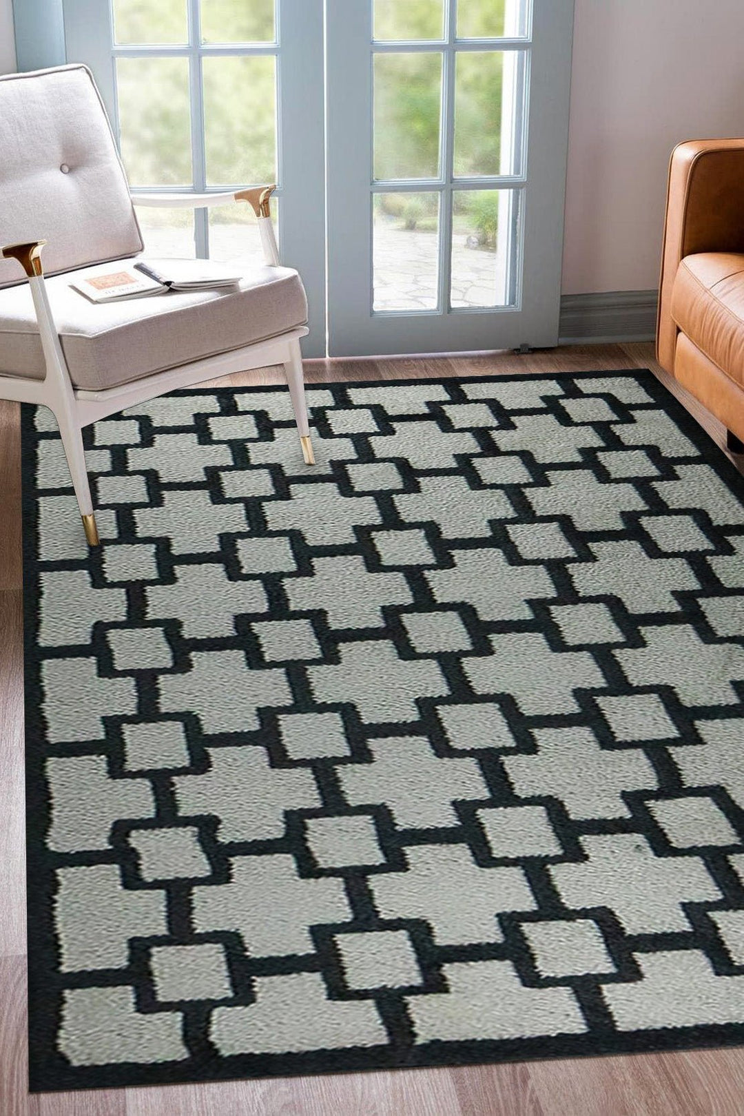 Turkish Plush and Soft Festival WD Shaggy Rug -5.3 x 7.5 FT - Gray and Black - Fluffy Furry Floor Decor Shaggy Rug - V Surfaces