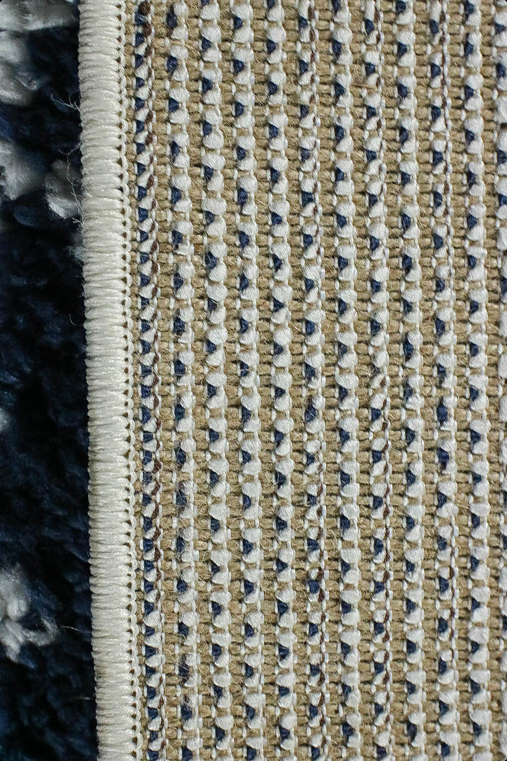 Turkish Plush and Soft Festival WD Shaggy Rug - 5.3 x 8.7 FT - Cream and Navy - Fluffy Furry Floor Decor Shaggy Rug - V Surfaces
