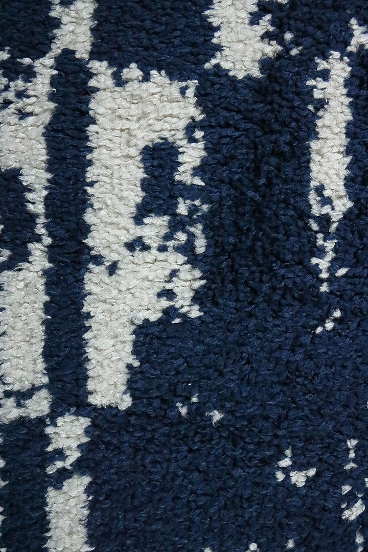 Turkish Plush and Soft Festival WD Shaggy Rug - 5.3 x 8.7 FT - Cream and Navy - Fluffy Furry Floor Decor Shaggy Rug - V Surfaces