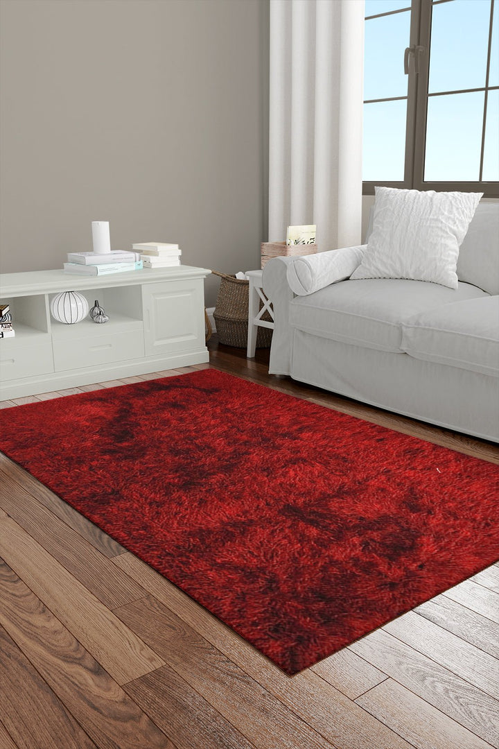 Turkish Plush and Soft Heaven Shaggy Rug - Maroon - 2.6 x 4.9 FT - Fluffy Furry Floor Decor Rug Heaven Shaggy - V Surfaces