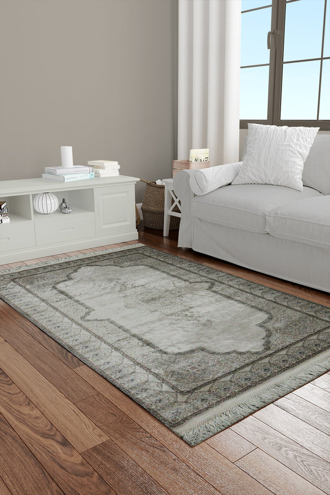 Turkish Premium Ottoman Rug - Cream - 2.6 x 4.9 FT - Resilient Construction for Long-Lasting Use - V Surfaces