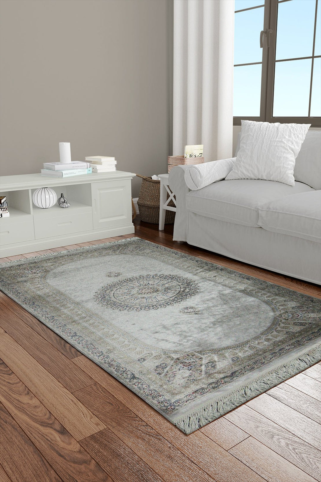 Turkish Premium Ottoman Rug - Gray - 2.6 x 4.9 FT - Resilient Construction for Long-Lasting Use - V Surfaces