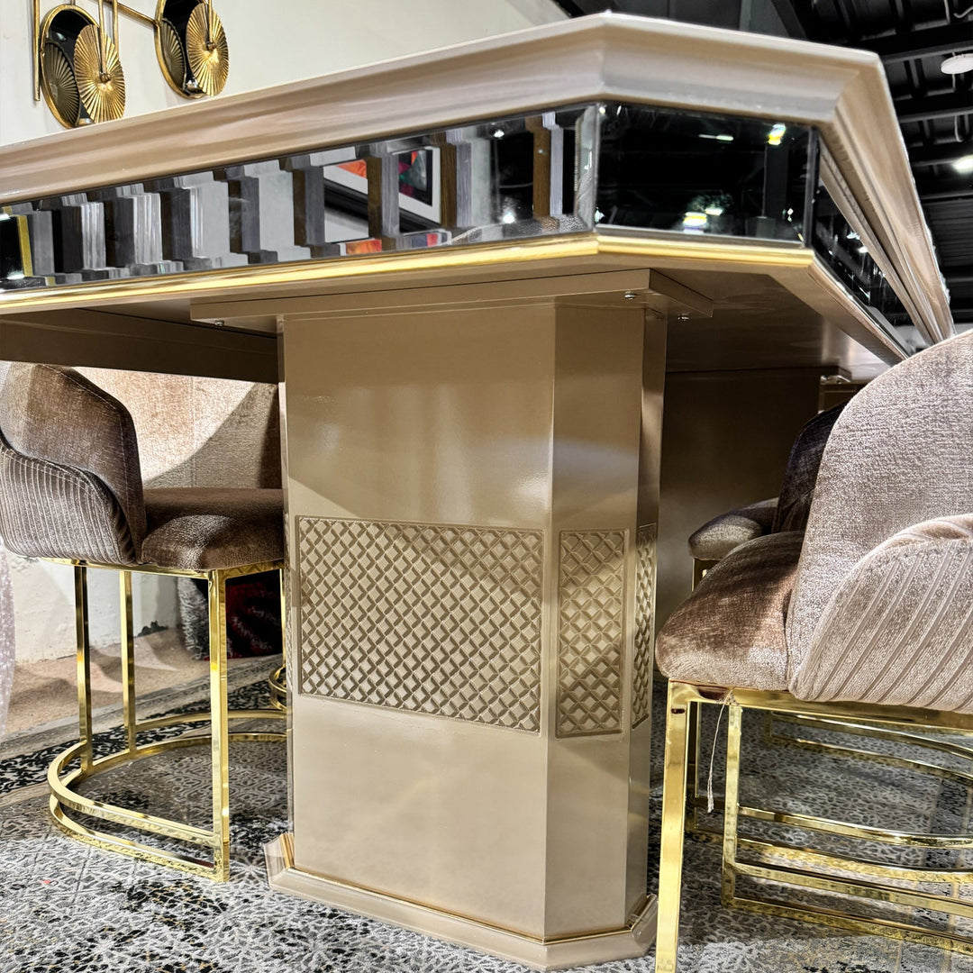 Turkish Sena Dining Table with Fabric Chairs, (Dining Table + 8 Chairs) - V Surfaces
