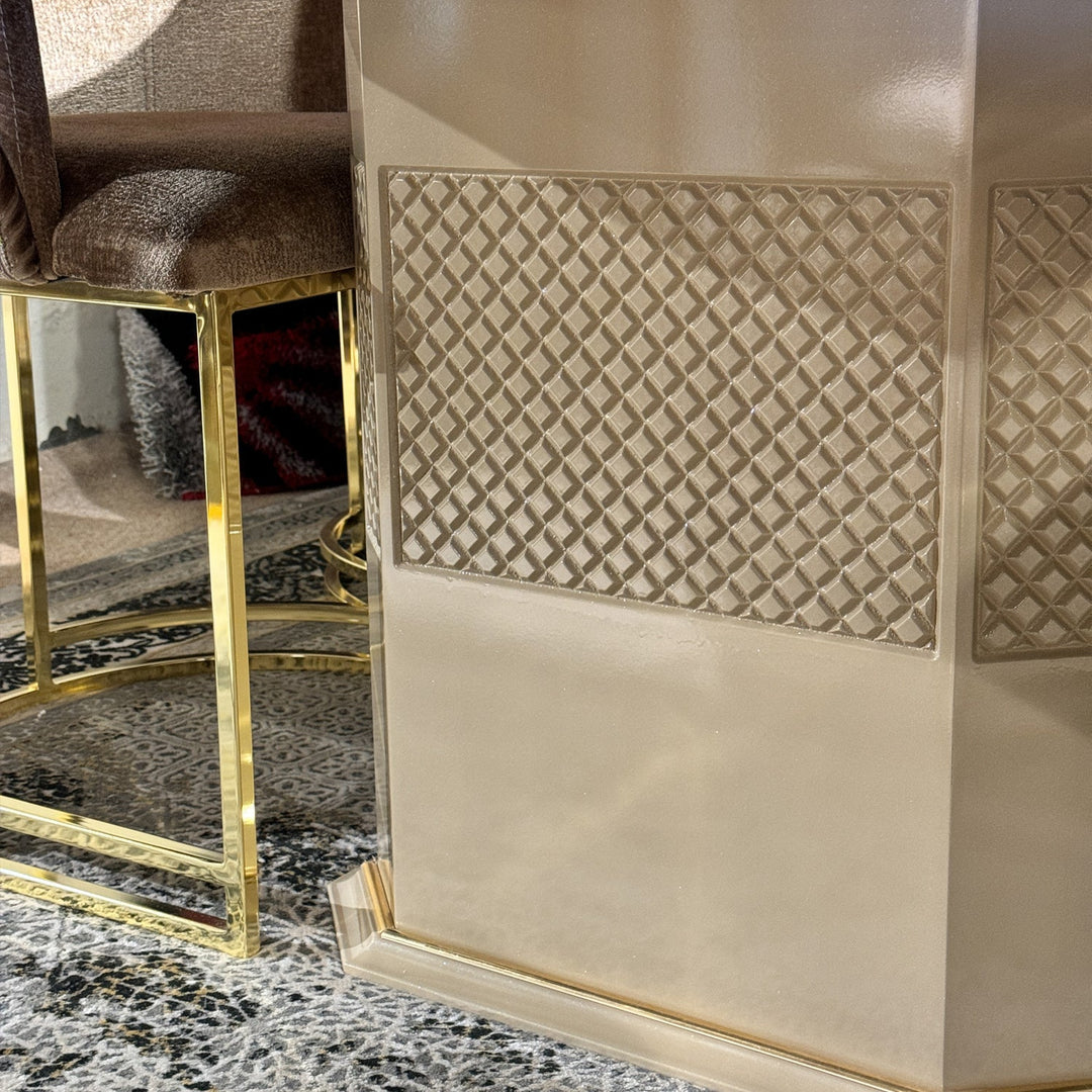 Turkish Sena Dining Table with Fabric Chairs, (Dining Table + 8 Chairs) - V Surfaces