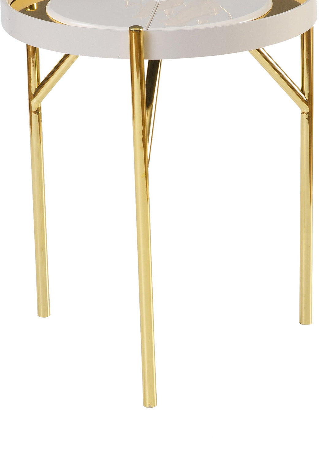Turkish Side Table - MDF Paint With Metal Plated Legs - Cream - V Surfaces