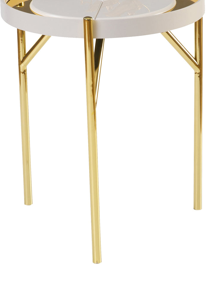Turkish Side Table - MDF Paint With Metal Plated Legs - Cream - V Surfaces