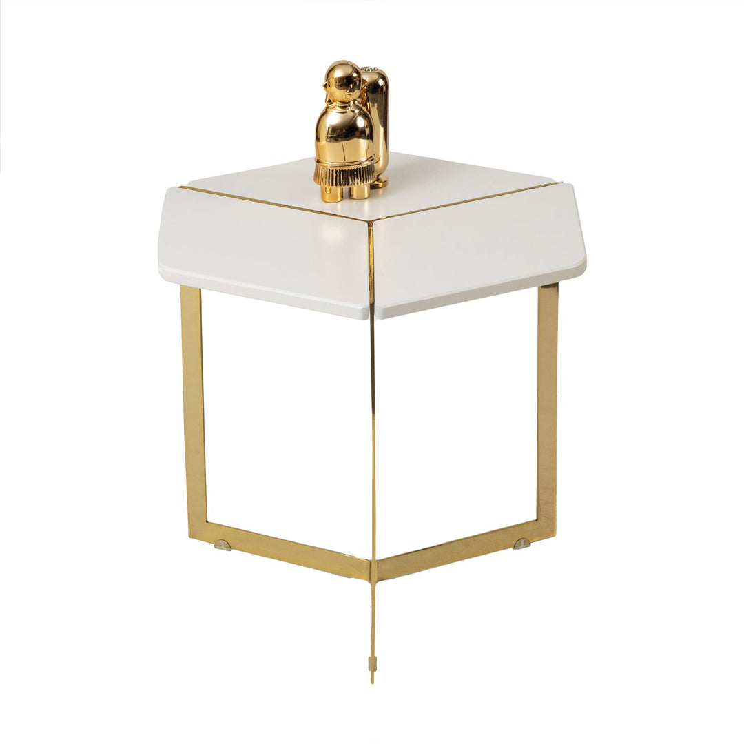 Turkish Table - MDF Paint - Cream Table With Golden Design - V Surfaces