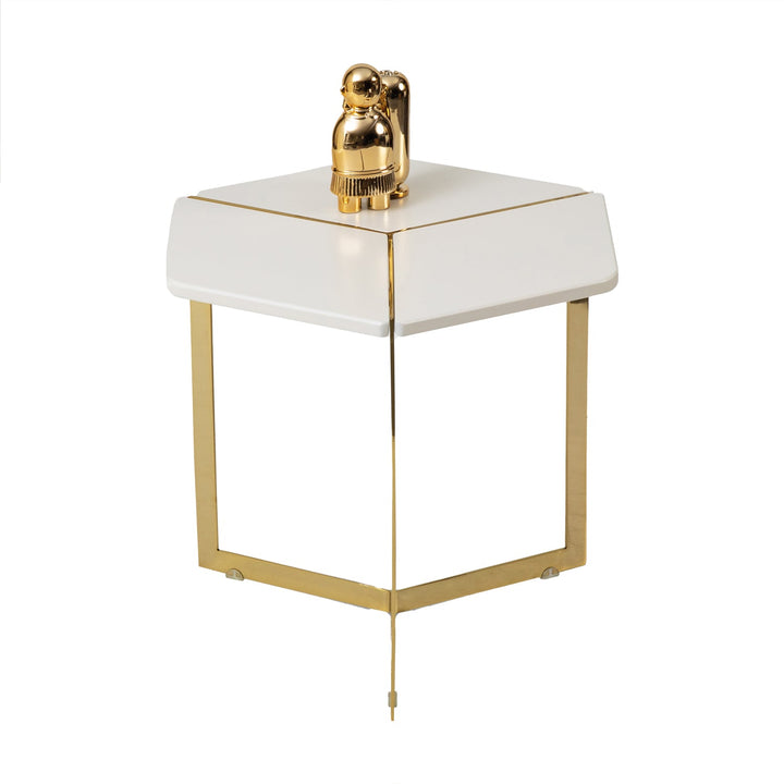 Turkish Table - MDF Paint - Cream Table With Golden Design - V Surfaces