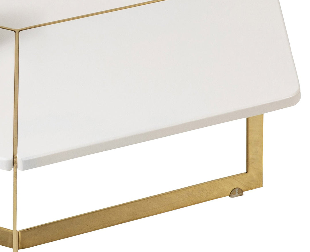 Turkish Table - MDF Paint - Cream Table With Golden Design - V Surfaces