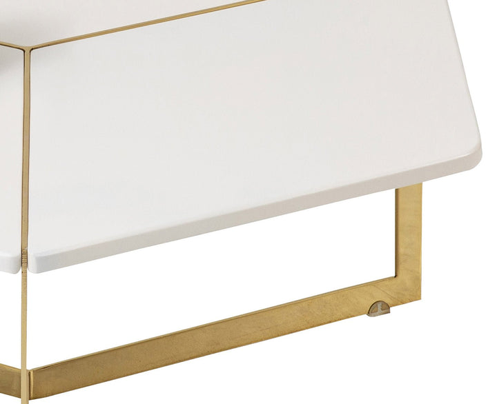 Turkish Table - MDF Paint - Cream Table With Golden Design - V Surfaces