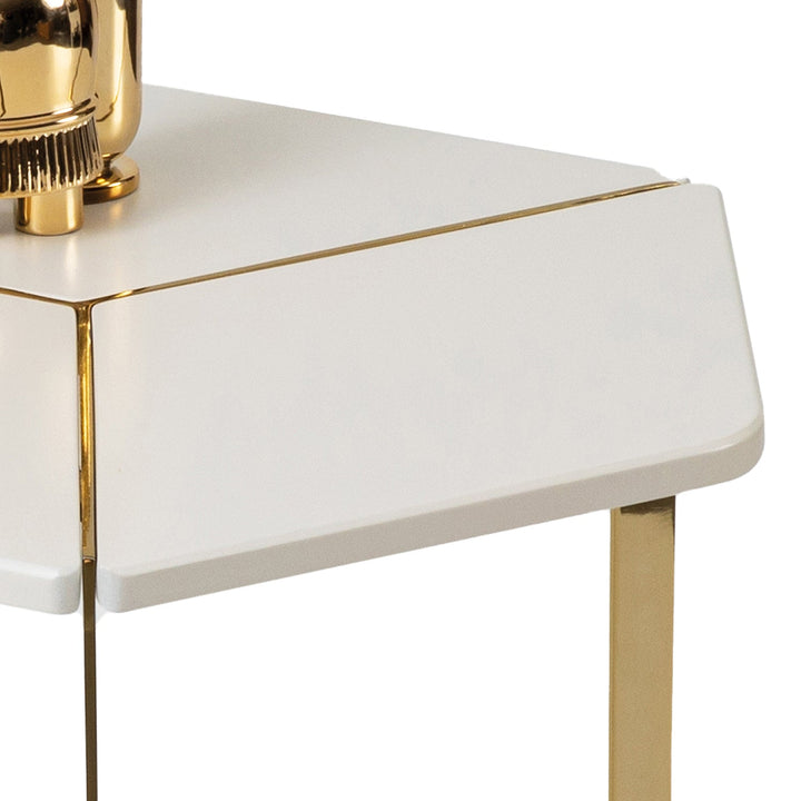 Turkish Table - MDF Paint - Cream Table With Golden Design - V Surfaces