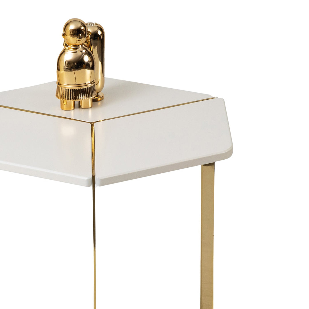 Turkish Table - MDF Paint - Cream Table With Golden Design - V Surfaces