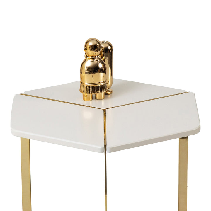 Turkish Table - MDF Paint - Cream Table With Golden Design - V Surfaces