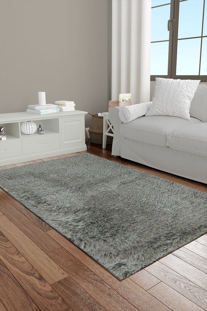 Turkish Turkish Plush and Soft Heaven Shaggy Rug - Gray - 3.9 x 5.5 FT - Fluffy Furry Floor Decor Rug Heaven Shaggy - V Surfaces