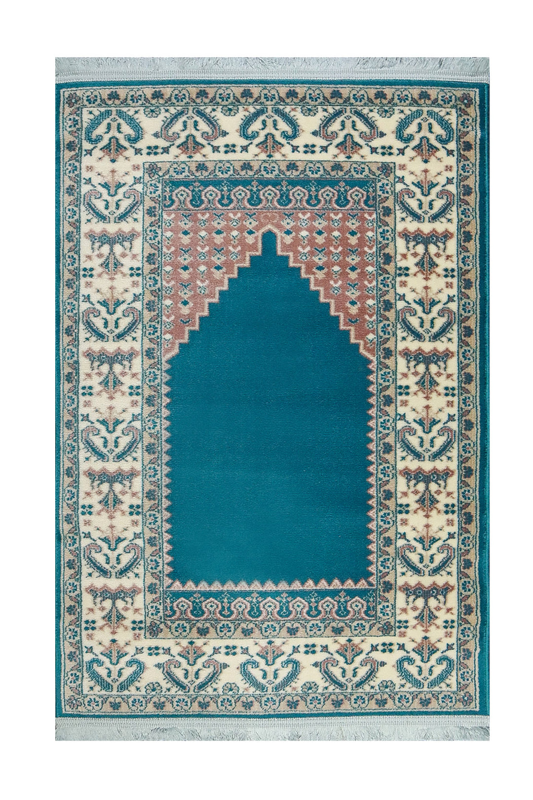 Turkish Style Acrylic Sajjadeh Prayers Mat - Aqua - Soft, Durable, and Easy to Clean