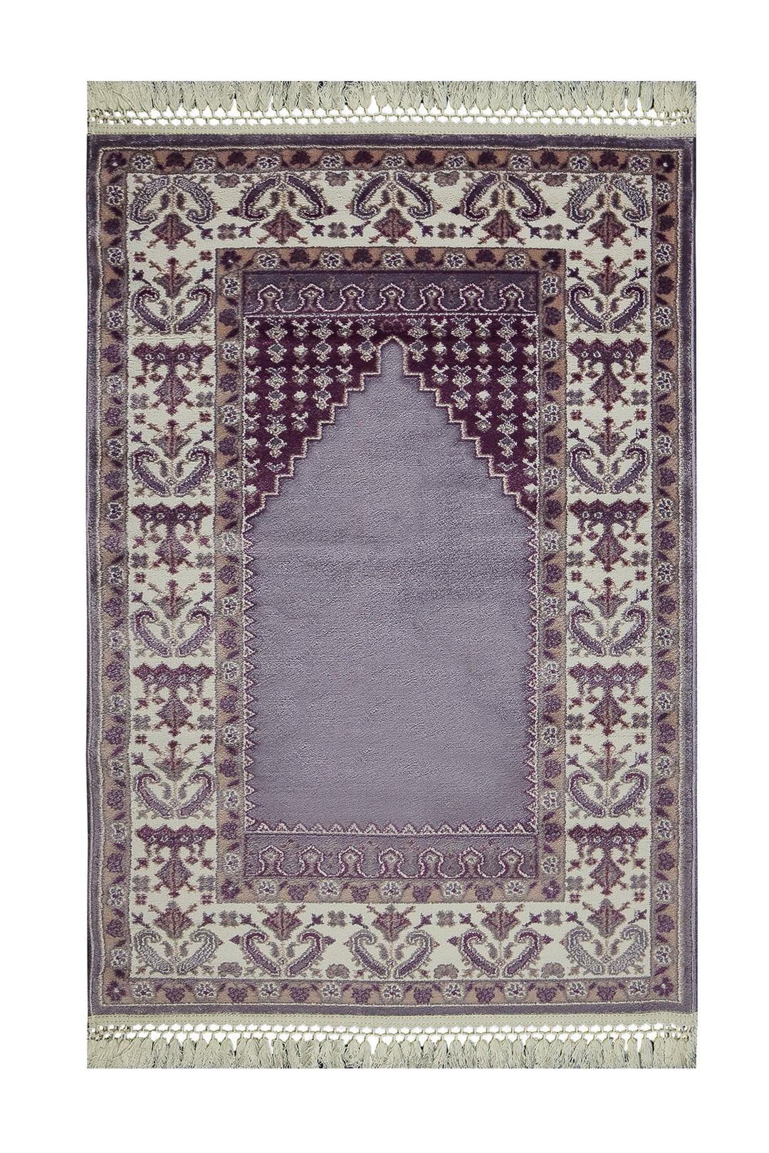 Turkish Style Acrylic Sajjadeh Prayers Mat - Cream - Soft, Durable, and Easy to Clean