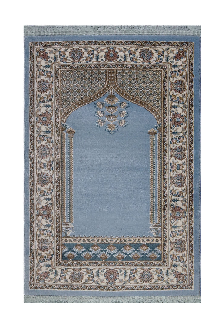 Turkish Style Acrylic Sajjadeh Prayers Mat - Blue - Soft, Durable, and Easy to Clean